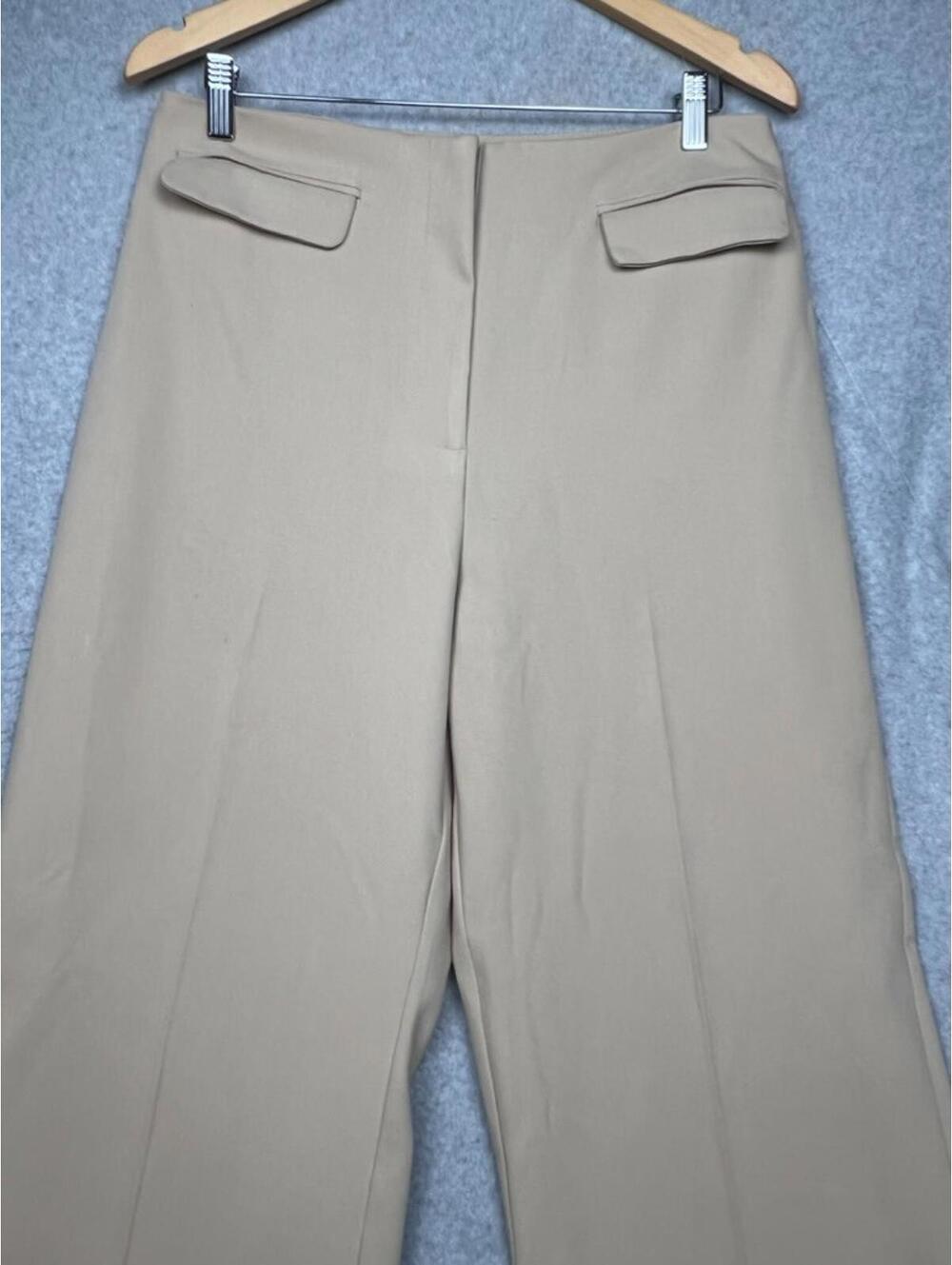 Zara Straight Leg Pants Womens Size L Beige Minimalist Simple Career Office - Picture 7 of 11